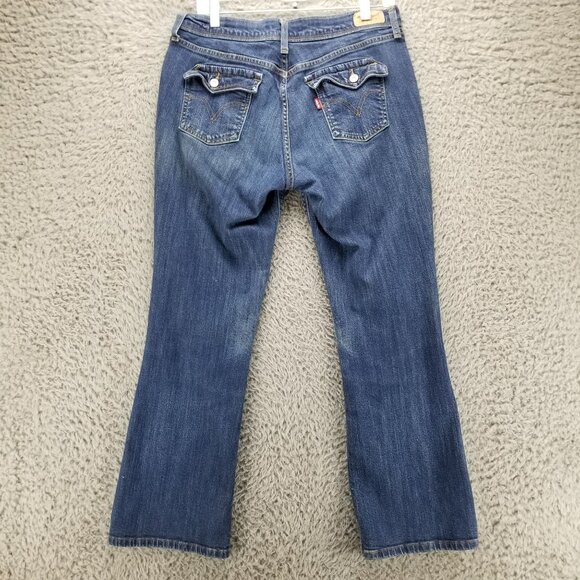 Levis Jeans Womens 10 Blue 515 Bootcut Button Stretch Denim Flap Pocket - Picture 1 of 14